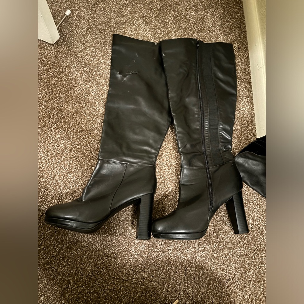 Torrid black heel boots calf